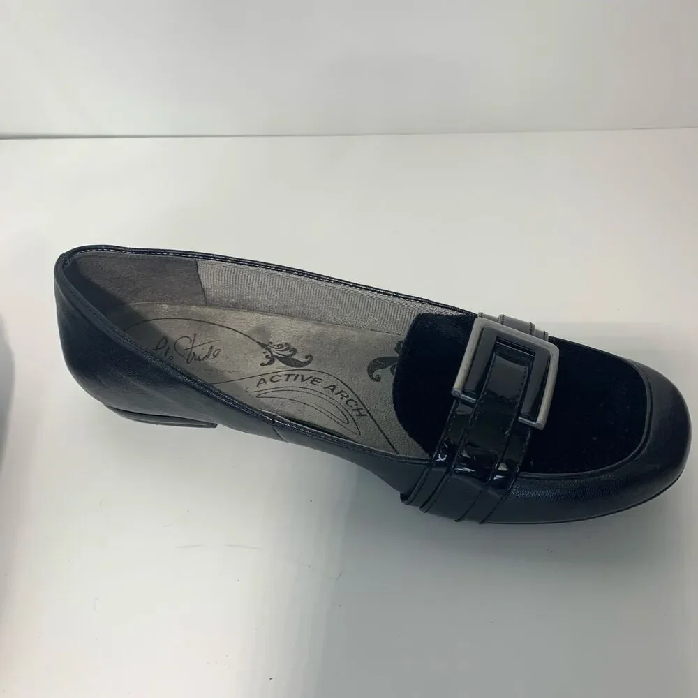 Life stride Sz 8 M Black soft system slip‎ on comfort flat shoe Darcine